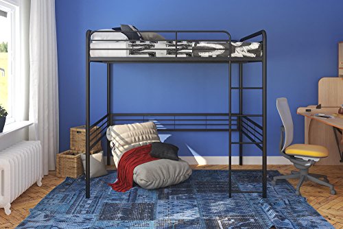 DHP Full Metal Loft Bed with Ladder, Space-Saving Design, Black, Full DHP
