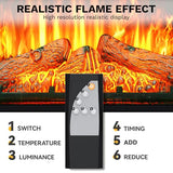 DWVO 23 Inches Electric Fireplace Insert, Recessed Fireplace Heater with Remote Control, Adjustable Temperature, 6H Timer, Adjustable Flame Brightness, 120V 1400W, Firewood DWVO