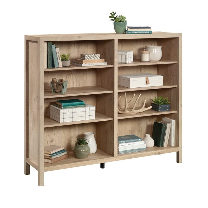 Sauder Pacific View Cubby Bookcase in Prime Oak Finish - WoodArtSupply