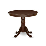 East West Furniture ANNO5-MAH-W 5 Piece Dining Set Includes a Round Dining Room Table with Pedestal and 4 Wood Seat Chairs, 36x36 Inch, Mahogany East West Furniture