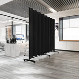Madamera Adjustable Room Divider, 7 ft x 10 ft, 4 Rolling Wheels Curtain Divider Stand, Black Metal Frame, Blackout Curtain & Portable Tool, Expandable Screen for Office, Bedroom, Kitchen (Black) Madamera