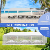 Outvita Outdoor Party Tent with Screen, 10x30ft Canopy Shelter with Netting Side Walls and 2pcs Doors for Event Yard Patio BBQ Picnic Parties White Outvita