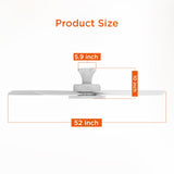 TALOYA 52 inch Ceiling Fans with Lights,Remote Control Multifunctional Quiet Fan with Three Color Temperature and Dimmable Light with Reversible Blades White TALOYA