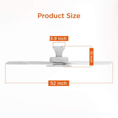 TALOYA 52 inch Ceiling Fans with Lights,Remote Control Multifunctional Quiet Fan with Three Color Temperature and Dimmable Light with Reversible Blades White TALOYA