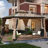 Domi 12' X 12' Hardtop Gazebo, Permanent Outdoor Gazebo with Polycarbonate Double Roof, Aluminum Gazebo Pavilion with Curtain and Net for Garden, Patio, Lawns, Deck, Backyard domi outdoor living