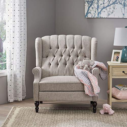 Christopher Knight Home Salome Push Back Recliner, Light Gray, Dark Brown