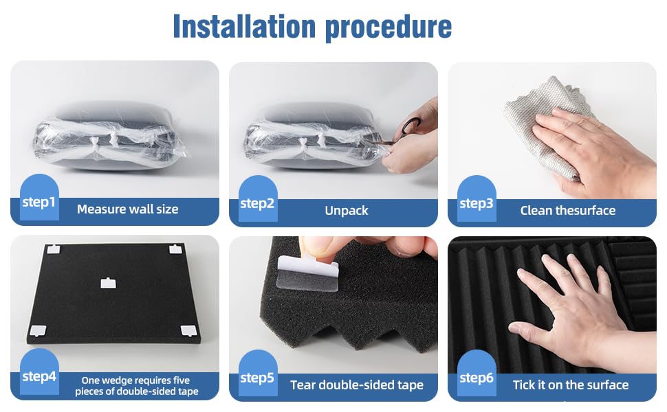 100 Pack Acoustic Foam Panels Premium Sound Proof Foam Panels Black Soundproof Wall Panels High Density Acoustic Panels Sound Absorbing for Studio Office Home, 12 x 12x 1Inch shipxinfuren