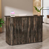 Tribesigns 63-Inch Reception Desk with Counter, Modern U-Shaped Front Desk with Private Panel, Retail Checkout Counter Table for Lobby, Salon, Reception Room, Office, Dark Grey Tribesigns