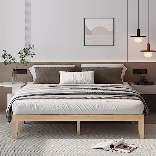 Giantex Solid Rubberwood King Bed Frame with Heavy-Duty Support and Under-Bed Storage Giantex