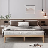 Giantex Solid Rubberwood King Bed Frame with Heavy-Duty Support and Under-Bed Storage Giantex