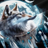 CCoutueChen Wolf Comforter Set King Size, Wolves Moon Bedding Set, Dream Catcher & Animal Pattern on Black Bedding, Western Boho Tribal Comforter Soft Microfiber Down Quilt 3 Pieces CCoutueChen