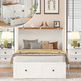 AMERLIFE Twin Murphy Bed Cabinet with Charging Station and Storage Drawer, Farmhouse Foldable Platform Bed for Home Office, Apartment, Small Spaces, Distressed White AMERLIFE