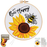 Louise Maelys Embroidery Kits for Beginners,Cross Stitch Kit for Adults,DIY Needlepoint with Bee Sunflower Pattern-Bee Happy