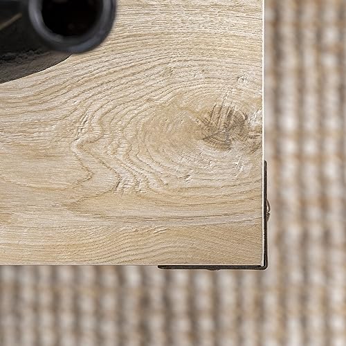 Walker Edison Sedalia Modern Farmhouse Metal X Side Table, 18 Inch, White Oak Walker Edison