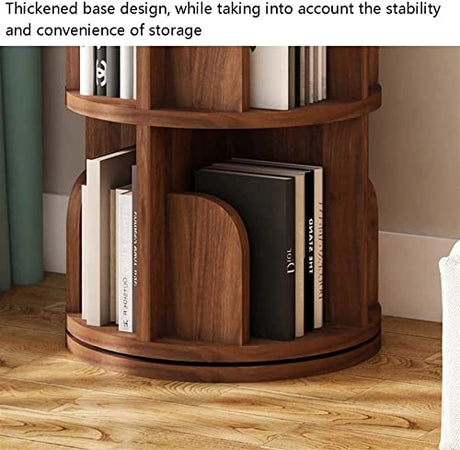 360-Degree Rotating Solid Wood Children's Bookshelf - HAOHAOMAI Creativity Corner in Brown Bookcases