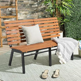 Soleil Jardin Acacia Wood & Steel Outdoor Garden Bench with Ergonomic Backrest Soleil Jardin