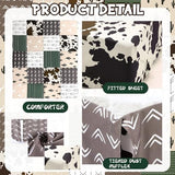 Hahafelt 3 Piece Patchwork Western Crib Bedding Set for Boys Girls Cow Cactus Print Baby Bedding Barnyard Western Nursery Decor Soft Baby Bed Set Includes Quilt Fitted Crib Sheet Bed Skirt(Cowboys) Hahafelt