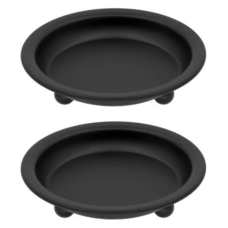 Thindolex Matte Black Iron Candle Plate, Set of 2, Metal Saucer Style Candle Holder for Pillar/Scented/Flameless/Ball Candles, Decorative Candle Stand for Table Centerpiece Thindolex