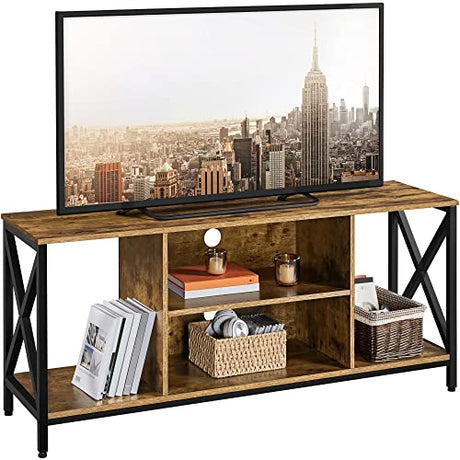 Yaheetech TV Stand for TV up to 65 inch TV Console Table, 55" Industrial TV Cabinet with Storage Shelves for Living Room, Modern Style Entertainment Center for Gaming Room, Rustic Brown Yaheetech