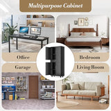 Athena Collection 4 Tier Storage Cabinet with Wheels, Large Capacity 73" Garage Metal Storage Cabinet with Drawer and Adjustable Shelves, Lockable Utility Tall Cabinet for Home Office, Black Athena Collection