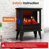 Sweetcrispy 19” Freestanding Electric Fireplace Heater, Indoor Fireplace with Adjustable Flame Effect, Easy Control, Small Corner Heater for Living Room, Bedroom, Carbon Black Sweetcrispy
