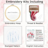 Nuberlic Embroidery Kit for Beginners -Floral Easy Embroidery Kits for Adults Starter Cross Stitch Kit DIY Needlepoint with Step-by-Step Instruction