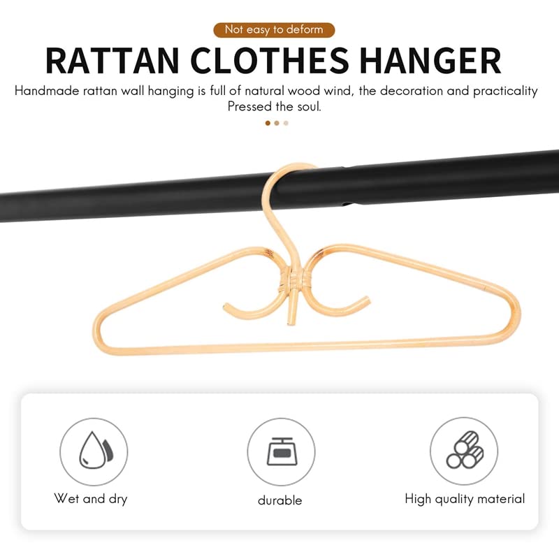 Luejnbogty 2Pcs Rattan Clothes Hanger Natural Rattan Hand-Woven 3 Hook Hanger for Home Wardrobe Clothing Store Decor 40x20cm Luejnbogty