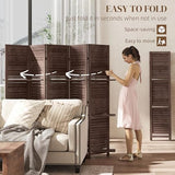HOMCOM Room Divider, 5 Panel 67" Tall Wood Privacy Screen with 3 Display Shelves, and Folding Storage for Bedroom or Home Office, Walnut HOMCOM
