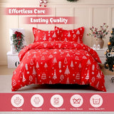 JSD Red Christmas Tree Kids Duvet Cover Set Twin Size, 2 Piece Xmas Comforter Cover with Pillow Sham Zipper Closure, Comforter Not Included JSD