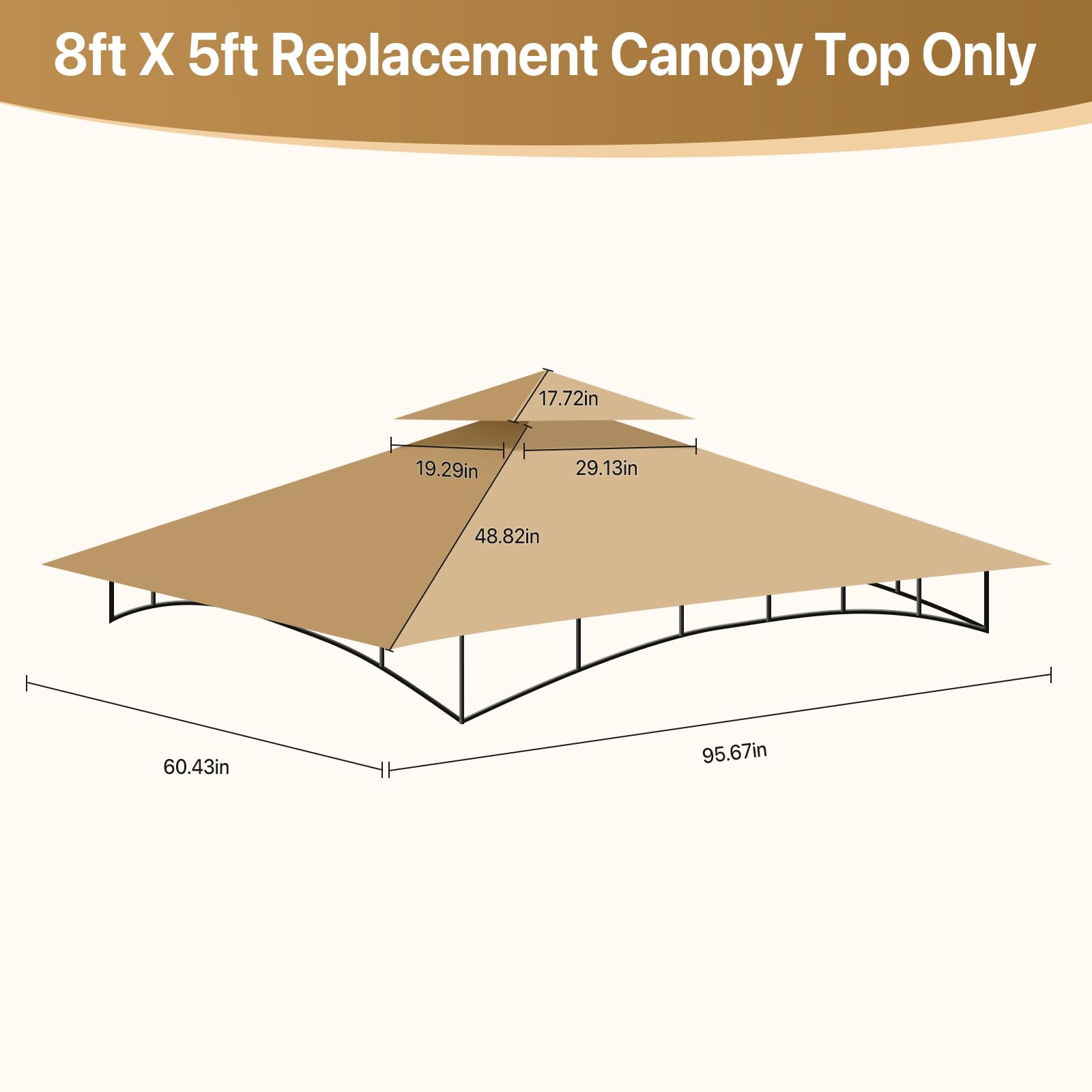 HETTRICK Gazebo Replacement Canopy 5x8 Shelter Double Tiered BBQ Cover Grill Shelter for Shop Garden Patio Yard Outdoor （Beige） - WoodArtSupply