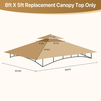 HETTRICK Gazebo Replacement Canopy 5x8 Shelter Double Tiered BBQ Cover Grill Shelter for Shop Garden Patio Yard Outdoor （Beige） - WoodArtSupply