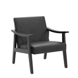 Yaheetech PU Leather Accent Chair, Mid-Century Modern Armchair with Solid Wood Legs, Reading Leisure Chair with High Back for Living Room Bedroom Waiting Room, 2 Pieces, Black Yaheetech