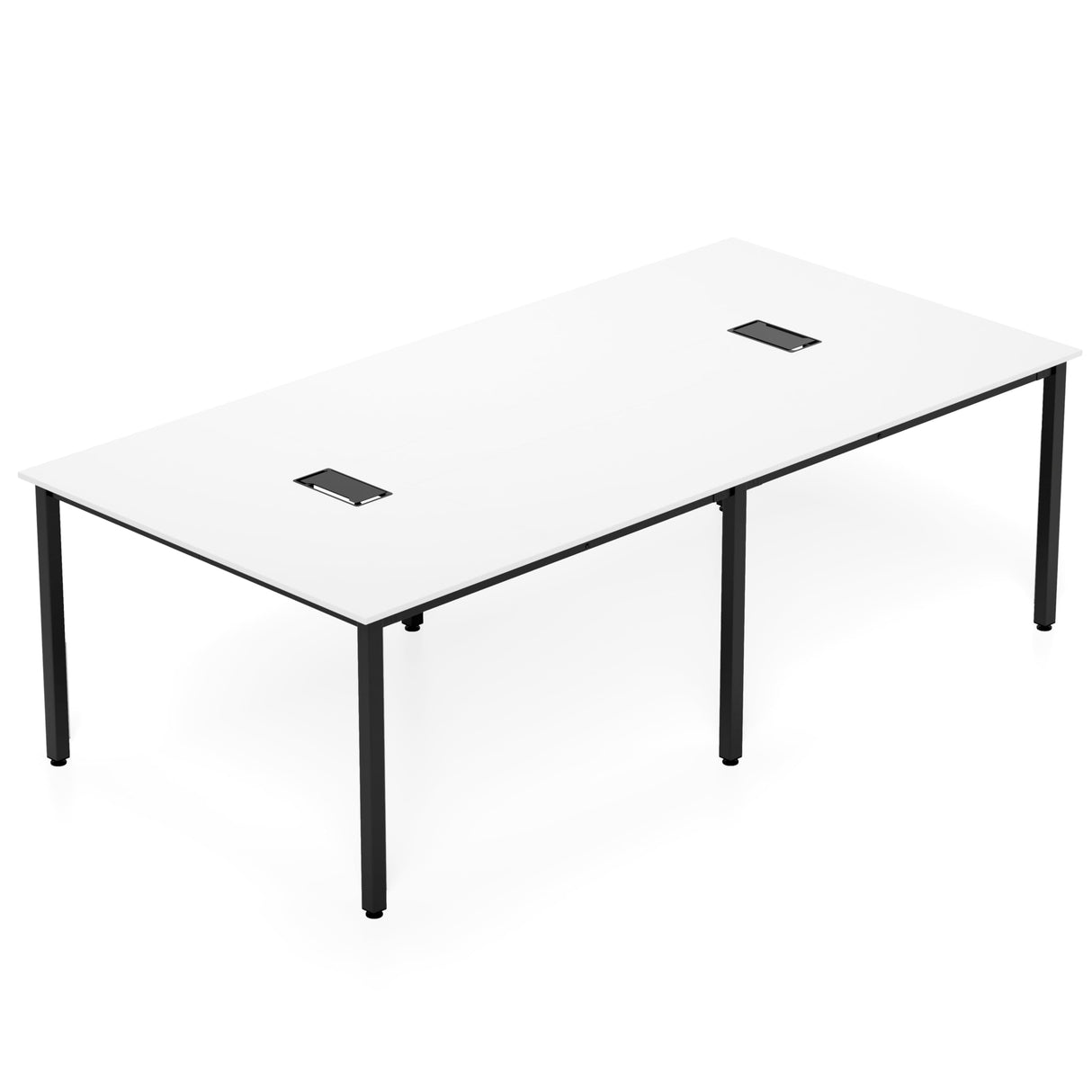 Tangkula 8 FT Conference Table, 95" x 48" Rectangle Office Computer Desk with Heavy-Duty Metal Frame, 2 Cable Grommets, Modern Seminar Table for Meeting Room, Boardroom (White,2) Tangkula