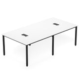 Tangkula 8 FT Conference Table, 95" x 48" Rectangle Office Computer Desk with Heavy-Duty Metal Frame, 2 Cable Grommets, Modern Seminar Table for Meeting Room, Boardroom (White,2) Tangkula