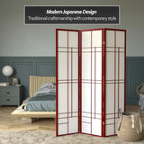 Red Lantern 6 ft. Tall Eudes Shoji Screen - Rosewood - 3 Panels Red Lantern