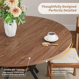42" Round Dining Table for 4, Farmhouse Kitchen Table with Storage, Space Saving Circle Dinner Table, Rustic Wood Kitchen & Dining Room Tables with Metal Legs for Kitchen, Living Room, Dining Room MECHYIN