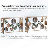 FormaCraft Vintage Console Table with Metal Flower Design, 47" Modern Faux Marble Entryway Table, Narrow Gold Sofa Table for Living Room, Hallway, Bedroom FormaCraft