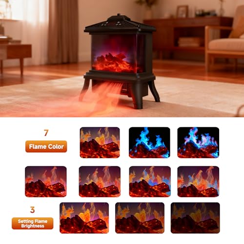 18-inch Freestanding Electric Fireplace, Equipped with 1500W/1650W Electric Wood Fireplace Flame Effect, Featuring Realistic Flames, 3-Second Quick Heating, Remote Control, and Adjustable Lighting SheerAIRE