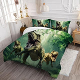 VTKON Kids Dinosaur Comforter Set Full Size for Boys Green Dino Quilt Set Soft Microfiber Dino Bed Set for All Season Use Dinosaur Bedding Set with 1 Comforter + 2 Pillowcases VTKON
