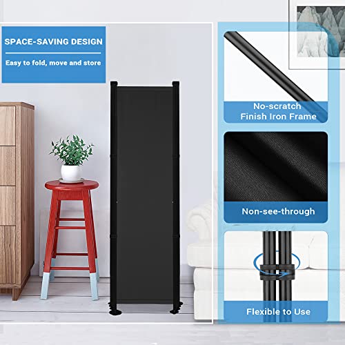 MAYOLIAH 6 Panel Room Dividers Folding Privacy Screen, 10ft Wide 6ft Tall Partition Office Walls Separator with Small Base, Black MAYOLIAH
