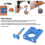 Hilitand 35mm Concealed Hinge Jig Kit, Woodworking Tool Drill Bits Hinge Drilling Hole Router Jig for Cabinet Cupboard Door Installation Hilitand