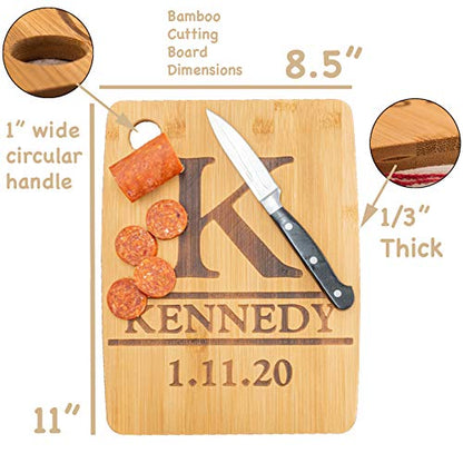 Custom Catch Personalized Cutting Board Wedding Gift - Durable Bamboo (Monogram) - WoodArtSupply