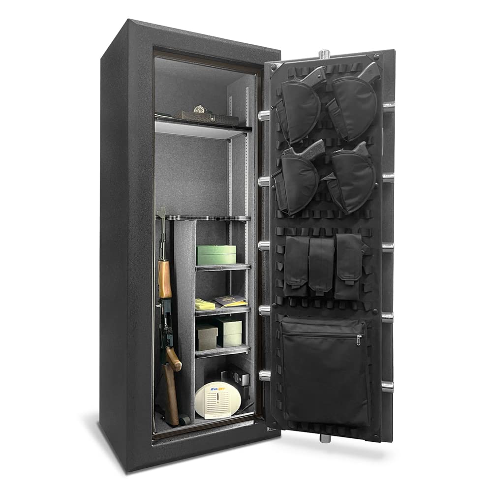 Stealth Premier 23 Gun Safe PR23 UL RSC Burglary Rated, 90 Minute Fire Protection, 23 Gun Capacity UL Listed Lock, CA DOJ Approved, Shelves & Customizable Door Panel Organizer Stealth
