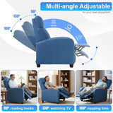 BestMassage | Recliner Chair | No Massage Function | Textile Blue | with Lumbar Support, Adjustable Push Back, Wide Armrests, Footrest & Padded Seat | Easy Assembly | for Living Room, Home Theatre