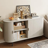 ONBRILL 55" Sideboard Buffet Cabinet with Storage, Storage Cabinet with Sliding Door & Adjustable Shelf, Modern Accent Coffee Bar Console Table for Kitchen, Entryway, Natural White ONBRILL