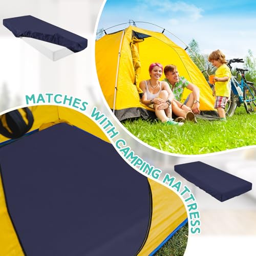 Breling Fitted Sheet (Sheet Only) Compatible with Milliard Trifold Mattress Folding Mattress Fitted Microfiber Bedclothes for Camp Bunk Rvs Bed(Navy Blue,2 Pcs,Single,4'') Breling
