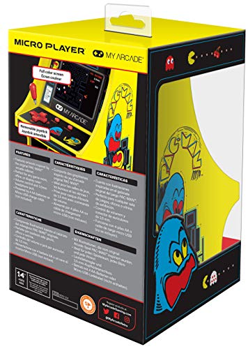 My Arcade DGUNL-3220 Micro Player Mini Arcade Machine Pac-Man Video Game, Fully Playable,6.75 Inch Collectible,Color Display, Speaker,Volume Buttons, Headphone Jack,Battery or Micro USB Powered, Black My Arcade