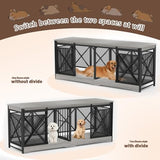 COZPAW 78 Inch Double Dog Crate Furniture, Extra Large Dog Kennel Indoor for Medium Large 2 Dogs, Heavy Duty Dog Cage Chew-Resistant Steel and Wooden Pet House with Removable Divider (Grey) COZPAW