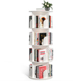 Nidouillet Rotating Bookshelf, 4 Tier Spinning Bookcase Tower Lazy Susan, Revolving 360 Book Shelf Storage Round Organizer, Vertical Rotate Turning Corner Book Case for Small Space, White Nidouillet