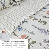 Bedsure Comforter Set Full Size - Cute Floral Bedding Comforter Set, 3 Pieces, 1 Soft Reversible Coconut White Botanical Flowers Comforter and Pillow Shams Bedsure
